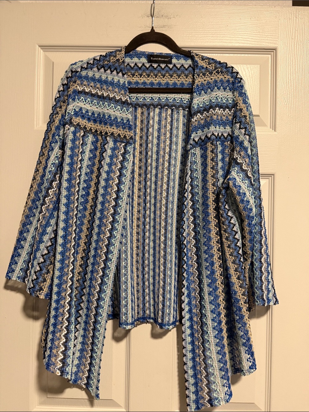 Tribal Women’s Blue Striped Open-Front Knit Jacket